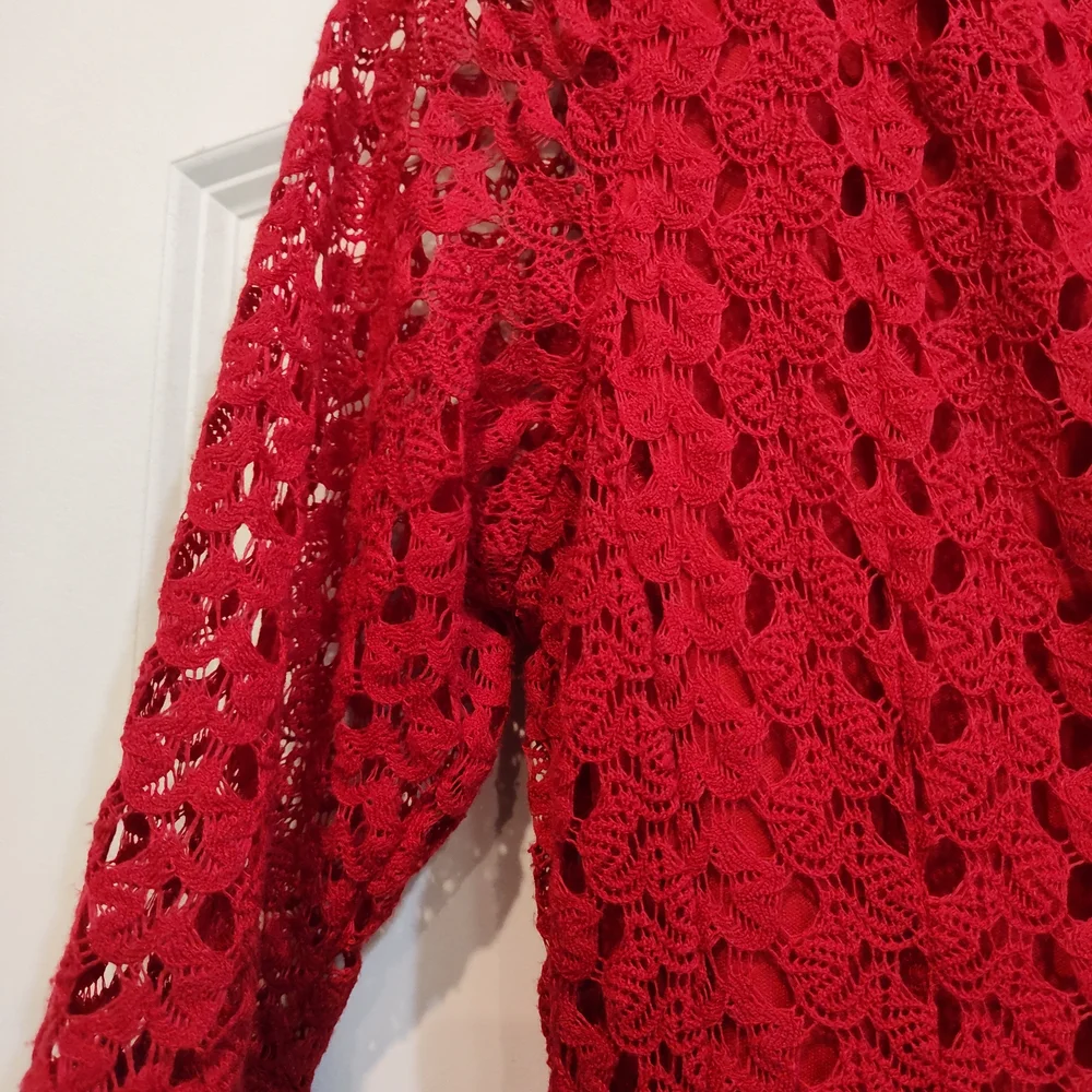 Rabbit Rabbit Rabbit Red Crochet Midi Dress - Picture 10 of 11